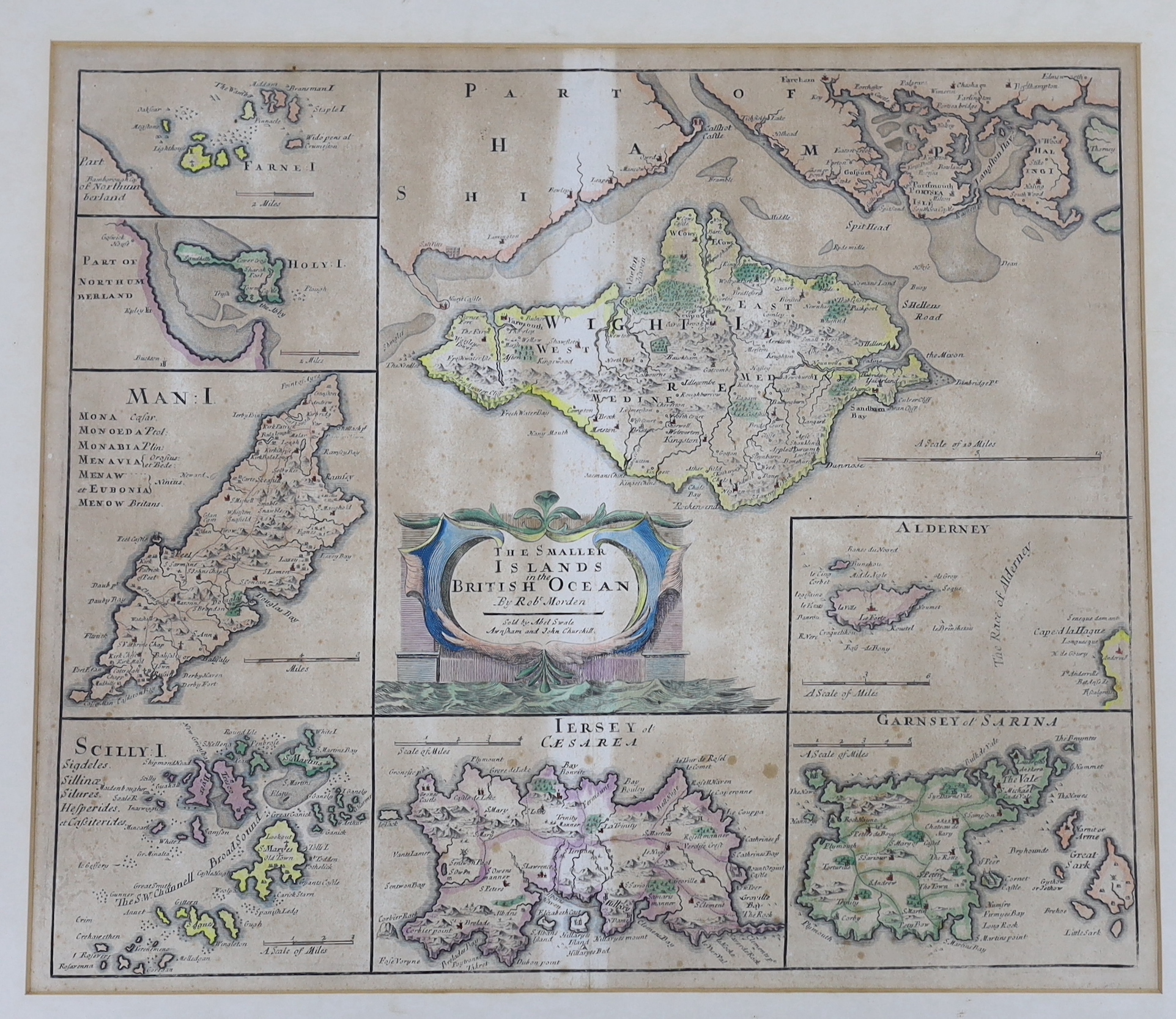 Robert Morden (1650-1703), The Smaller Islands in the British Ocean, hand coloured map, sold by Abel Swale Awnsham and John Churchill, 37 x 43cm